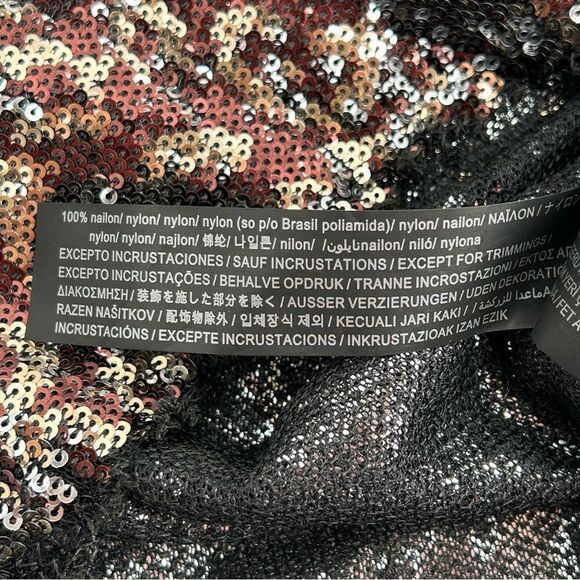 Zara Accessories full sequin black gold leopard long sleeve top size medium - Picture 7 of 7